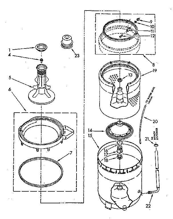 Agitator, basket and tub parts