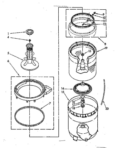 Agitator, basket and tub parts