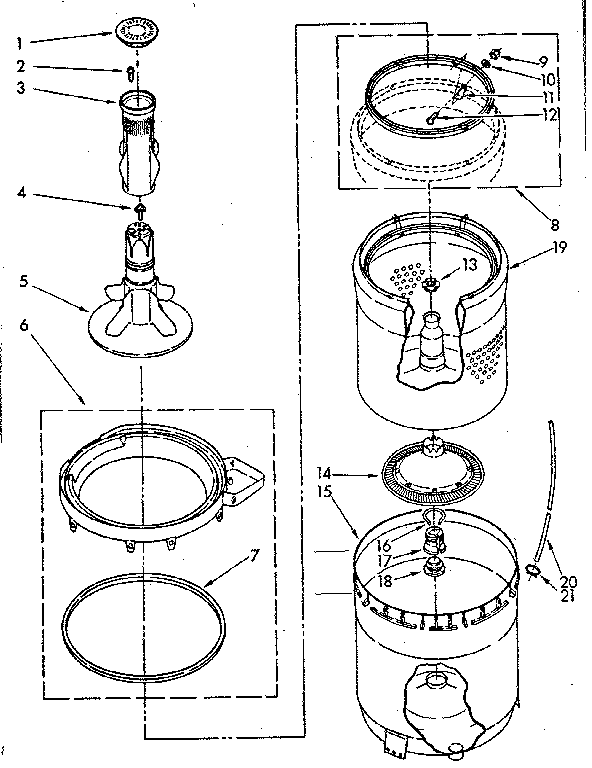 Agitator, basket and tub parts