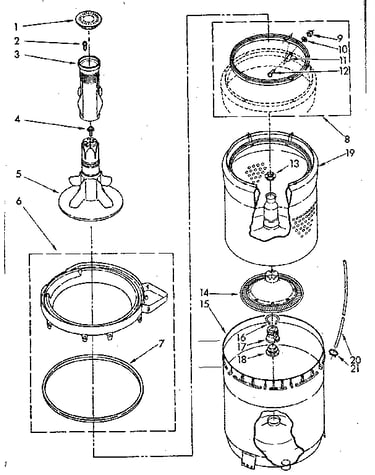 Agitator, basket and tub parts
