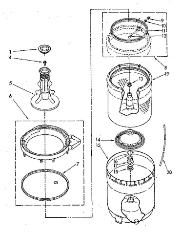 Agitator, basket and tub parts