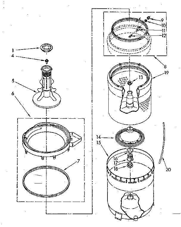 Agitator, basket and tub parts