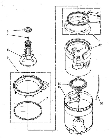 Agitator, basket and tub parts