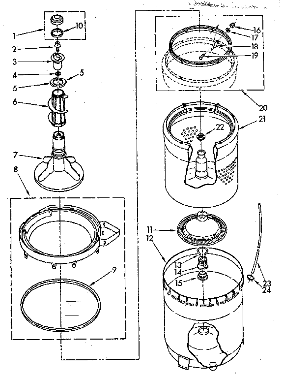 Agitator, basket and tub parts