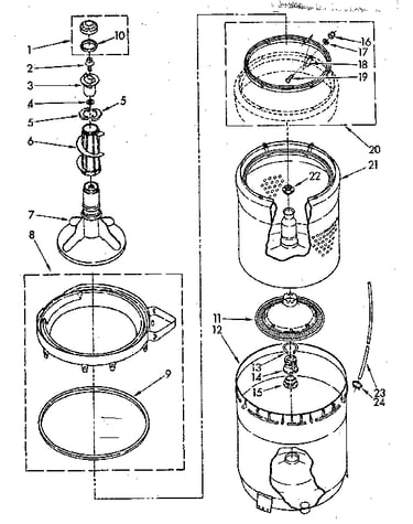 Agitator, basket and tub parts