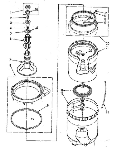 Agitator, basket and tub parts