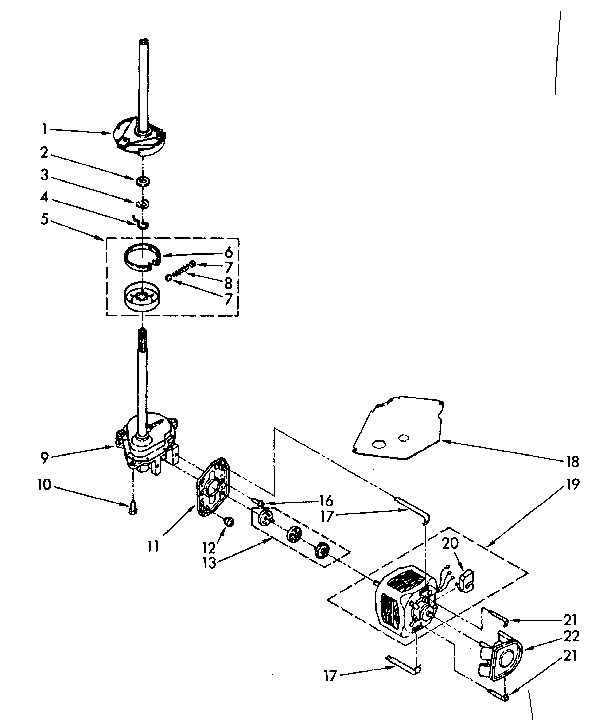 Brake, clutch, gearcase, motor and pump parts
