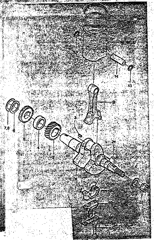 Engine crankshaft and piston
