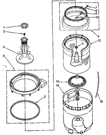 Agitator, basket and tub