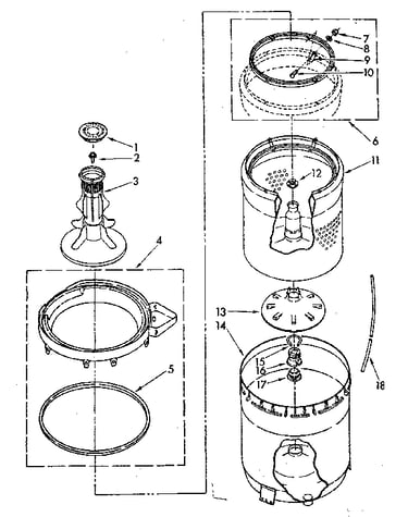 Agitator, basket and tub parts