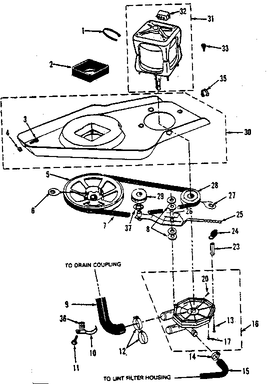 Washer drive system, pump