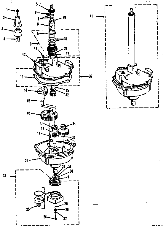 TRANSMISSION, WATER SEAL, LOWER BEARING ASSY.