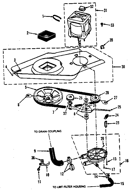 Washer drive system, pump
