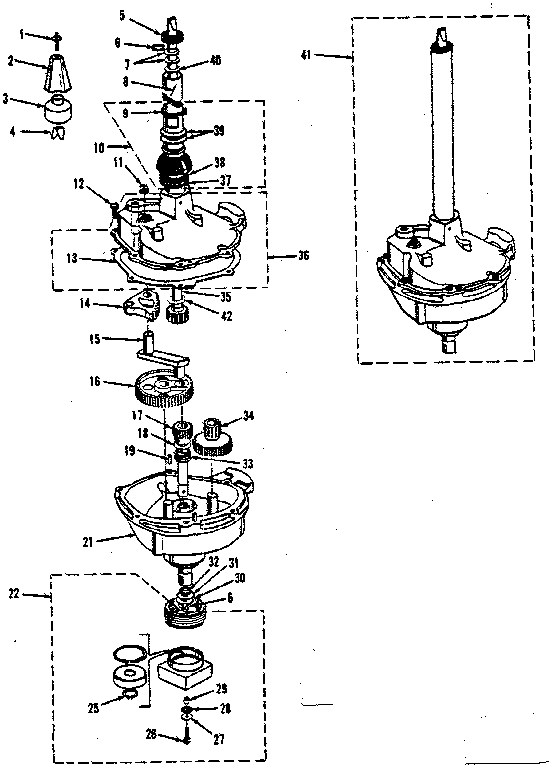Transmission, water seal, lower bearing assy.