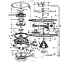 Kenmore 587703303 motor, heater, and spray arm details diagram