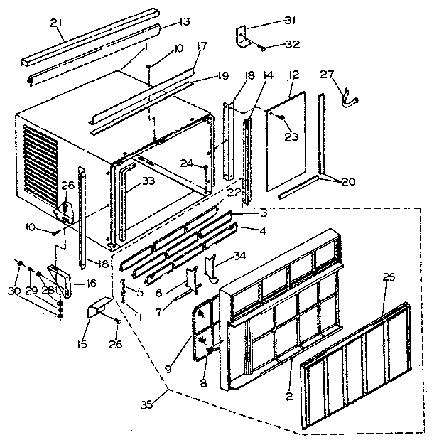 Cabinet and front panel parts