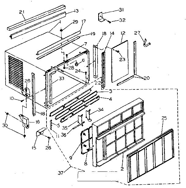 Cabinet and front panel parts