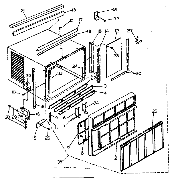 Cabinet and front panel parts