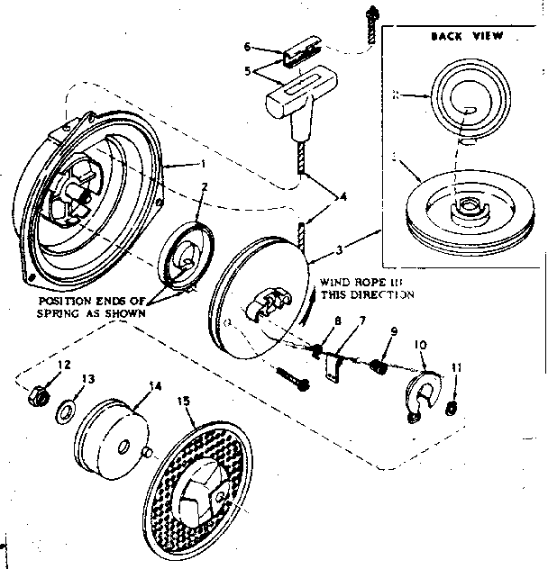 Rewind starter 590332b for gear drive saw engine