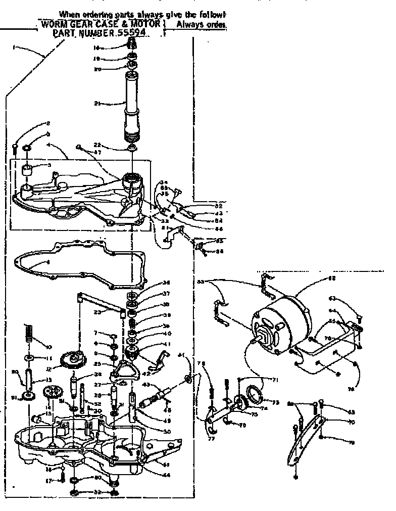 WORM GEAR AND MOTOR