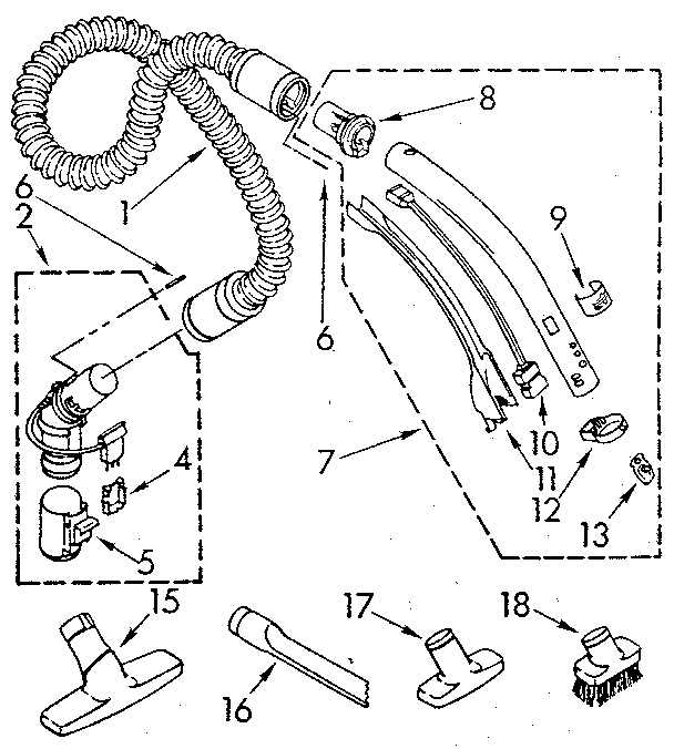 Hose and attachment parts