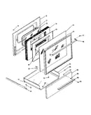 Oven door and storage drawer