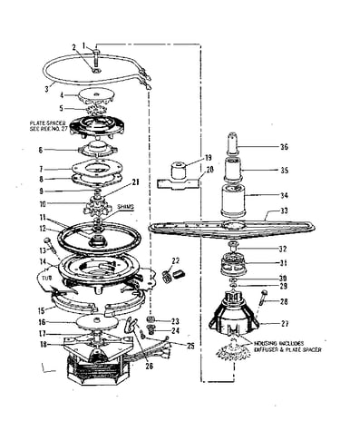 Motor, heater, and spray arm details