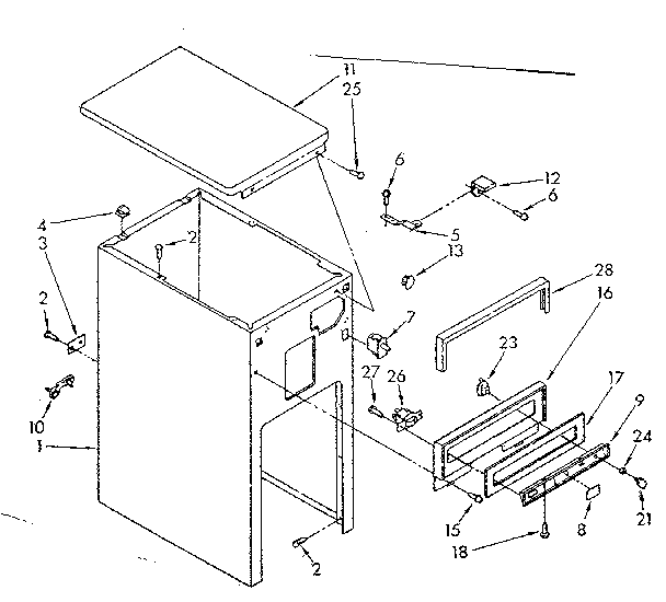 Cabinet and control parts