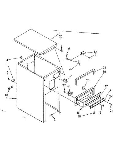 Cabinet and control parts