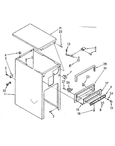 Cabinet and control parts