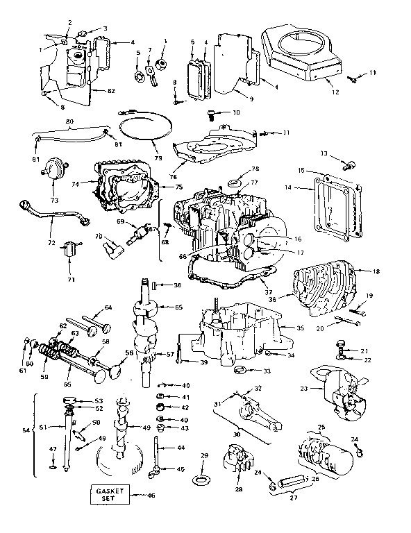 Cylinder, crankshaft and engine base group