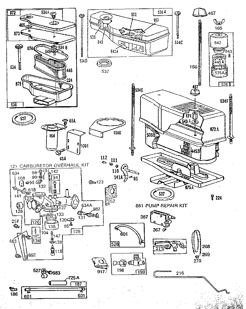 Carburetor and air cleaner assembly