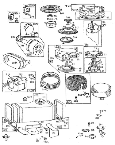 Fuel tank and rewind starter assembly