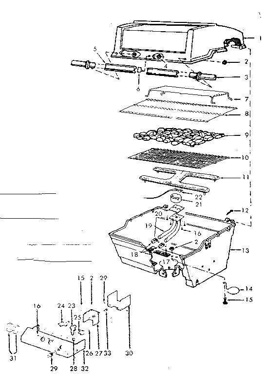 Grill and burner section