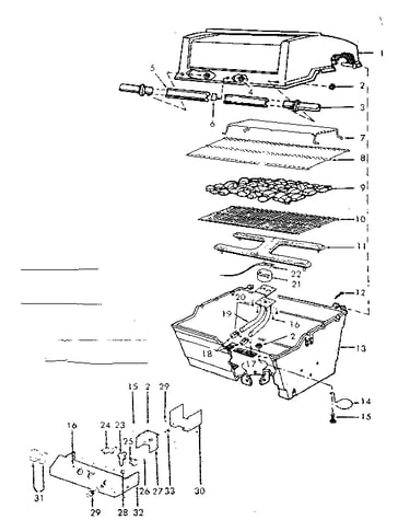 Grill and burner section