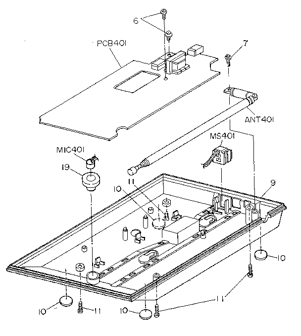 Exploded view, bottom lid assembly