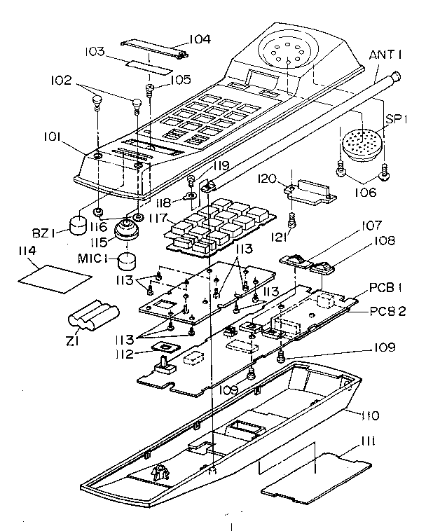 Exploded view, hand unit