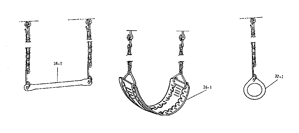 Trapeze bar, swing, & gym ring assembly