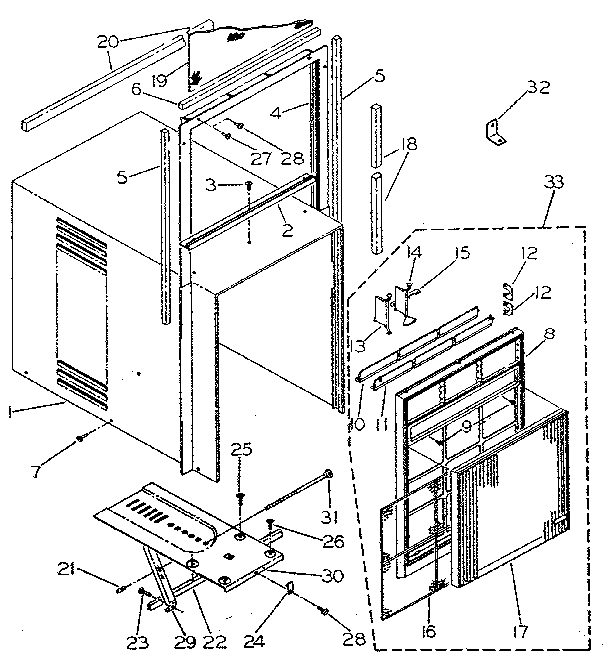 Cabinet and front panel parts