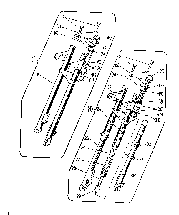 Front fork with steering
