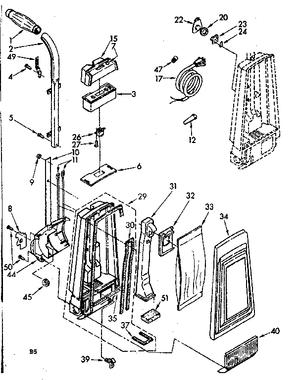 HANDLE AND BAG HOUSING