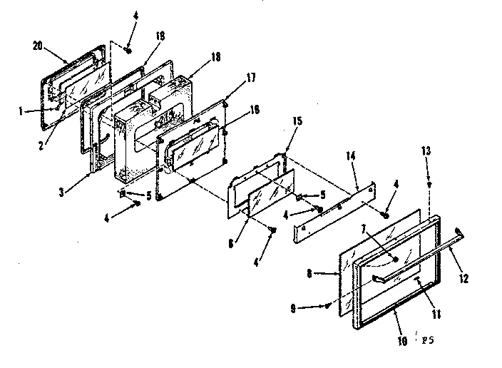 Model numbers 911.9368413, 911.9378413 oven door section