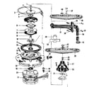 Kenmore 587733200 motor, heater, and spray arm details diagram