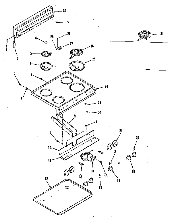 Backguard and main top section