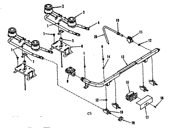 Top burner section