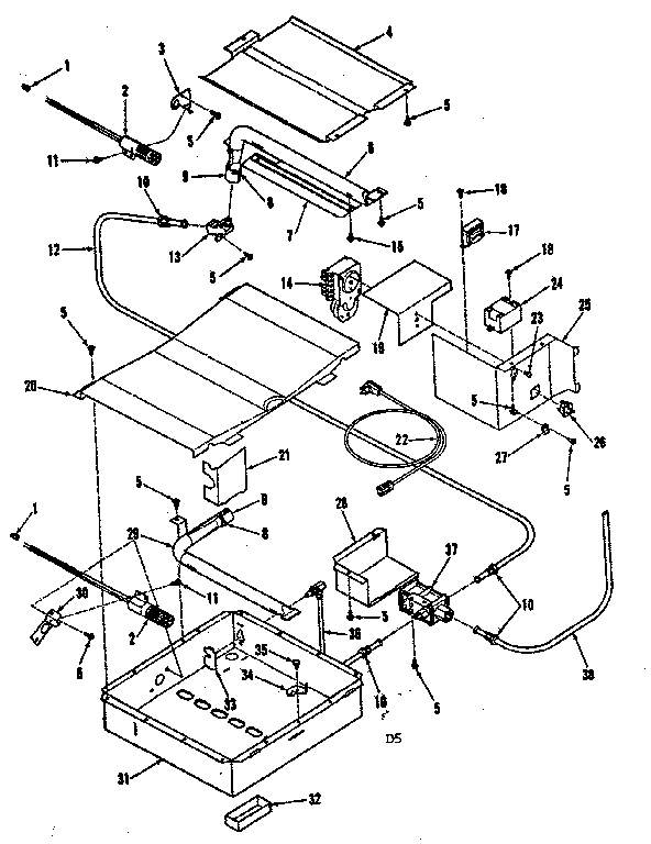 Broiler & oven burner section