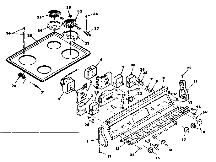 Control panel and cooktop assemblies