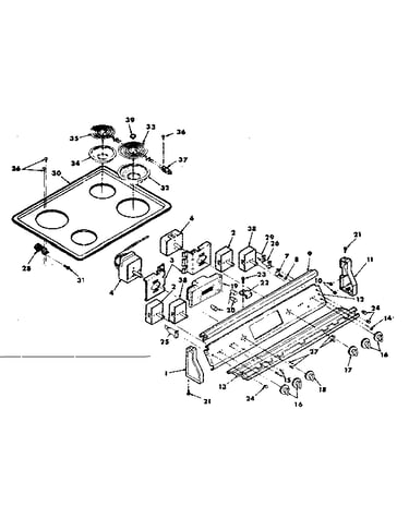 Control panel and cooktop assemblies