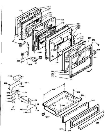 Door and latch mechanism assemblies