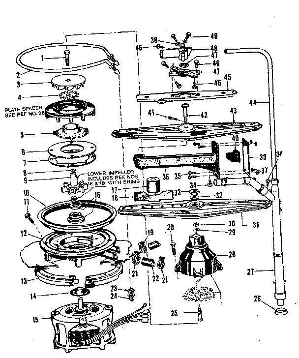 Motor, heater, and spray arm
